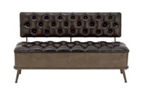 Deco 79 Metal Storage Bench with Tufted Faux Leath