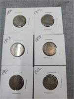 6-Liberty V- Nickels, various dates