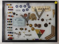 Military Badges/Pins Framed Incl. RCAF Card