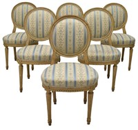 (6) FRENCH LOUIS XVI STYLE PAINTED SIDE CHAIRS