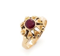 Garnet and rose gold ring