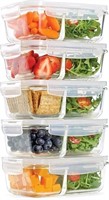 Fit & Fresh Divided Glass Containers, 5-Pack, Two