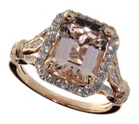 14kt Rose Gold 3.31 ct Morganite & Diamond Ring