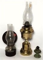 Vintage Oil Lamp Bases & Chimneys
