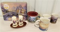 Lot of Thomas Kinkade, salt/ pepper shakers,