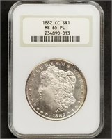 1882-CC US Morgan Silver Dollar NGC MS65 PL