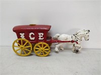 cast iron horse with ice cart