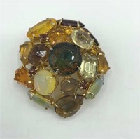 JULIANA Watermelon Brown Topaz  Amber Dome Brooch