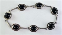 7 3/4" Sterling Black Onyx Bracelet 14 Grams