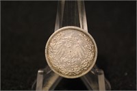 1906 Germany 1/2 Mark Silver Coin
