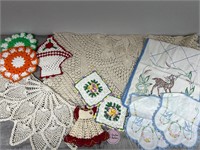 Lot of crocheted and embroidered items