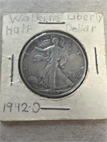 1942 D walking liberty half dollar silver