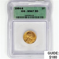 1954-S Wheat Cent ICG MS67 RD