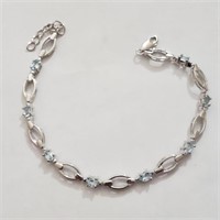 $440 Silver Blue Topaz 7.5" Bracelet