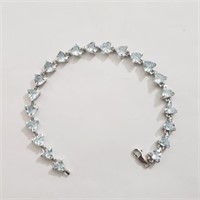 $600 Silver Blue Topaz 7.5" 12.89G Bracelet