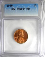 1955 Cent ICG MS66+ RD LISTS $190