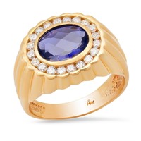 14K YELLOW GOLD 2.00CT SAPPHIRE 0.70CT DIAMOND RIN