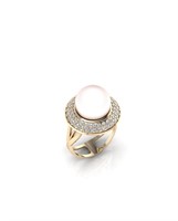 14K YELLOW GOLD PEARL AND 2.00CT DIAMOND RING