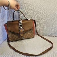 Nice Nine West Peachy Orange & Tan Shoulder Purse