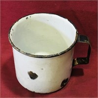 Enamelled Camping Cup (Vintage) (3" Tall)