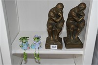 The Thinker Bookends & Frog Shelf Sitters ~ One