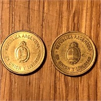 (2) Argentina 10 Centavos Coins