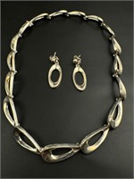 Vintage sterling Mexico necklace and earrings 73gr