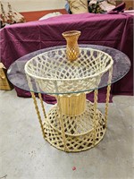 Wicker and glass table