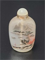 Chinese Reversed Painted Glass Snuff Bottle vtg