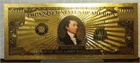 24k gold-plated banknote James Monroe