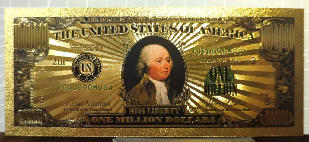 24k gold-plated banknote John Adams