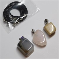 Natural Stone Pendants with 20" Necklace