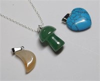 Natural Stone Pendants with 20" Necklace