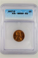 1937-D Lincoln Cent ICG MS-66+ Red