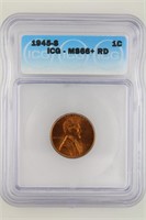 1945-S Lincoln Cent ICG MS-66+ Red