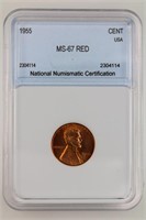 1955 Lincoln Cent NNC MS-67 Red Price Guide $675