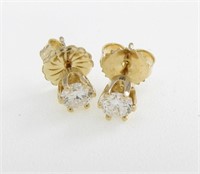 14K Yellow Gold Diamond Stud Earrings