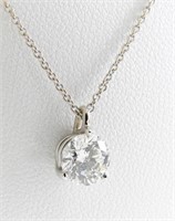 14K White Gold Diamond Pendant, Chain