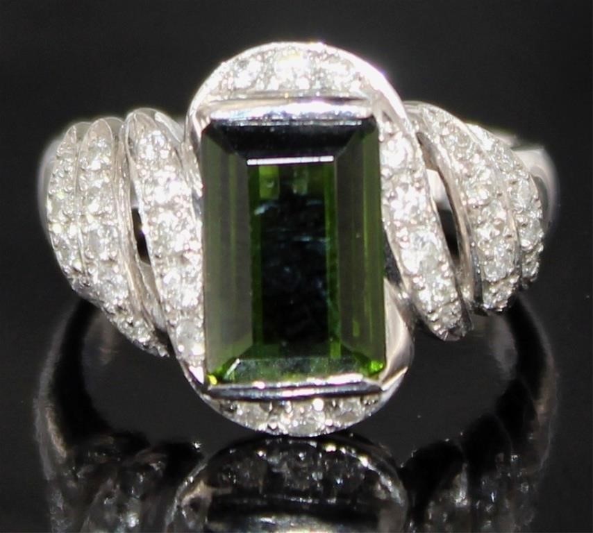 Platinum 3.34 ct Natural Tourmaline & Diamond Ring