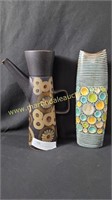 2) Vintage Ceramic Decorative Pitcher & Vase