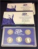 Three sets statehood quarters, proofs, 2000, 2001
