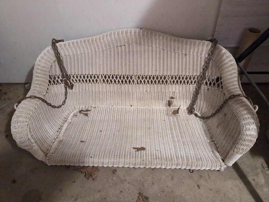 Wicker swing w chains approx 4ft