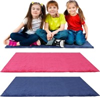 2 Pcs 4x6ft Classroom Rugs  Blue and Rose