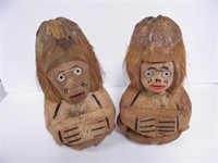 MR. & MRS. 11" TALL CARVED COCONUTS