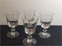 4pc Fostoria Dot Stripes Water Goblets Wheel Cut