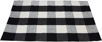 Black and White Checkered Cotton Entrance Rug
