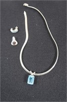17" Sterling Silver Necklace & Earrings(44.7g)