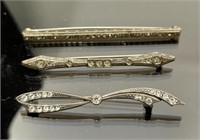 Three vintage sterling silver brooch pins