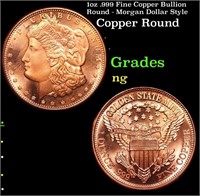 1oz .999 Fine Copper Bullion Round - Morgan Dollar