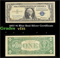 1957 $1 Blue Seal Silver Certificate Grades vf++